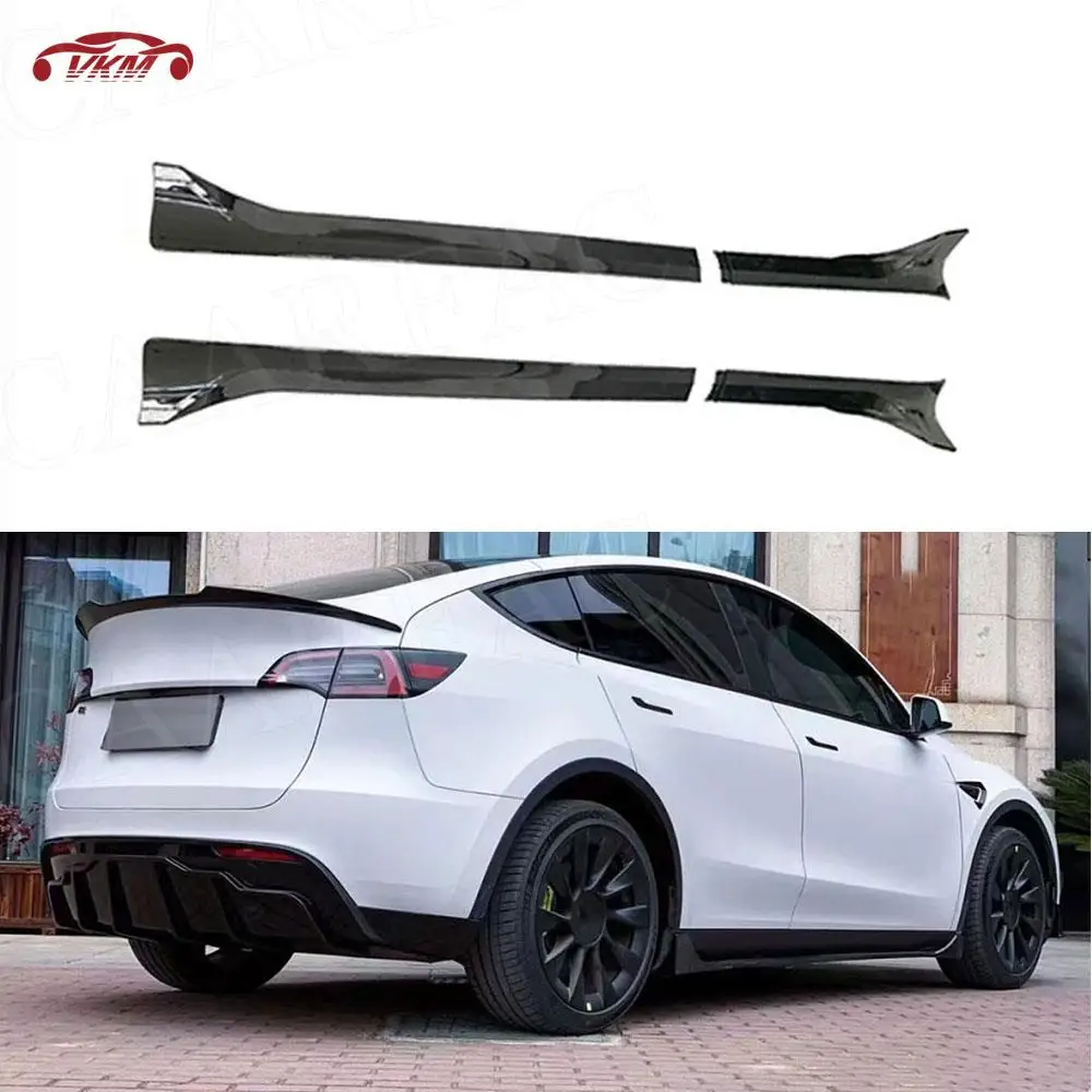 

Carbon fiber/ABS Side Skirts Extension for Tesla Model Y 2021+ Carbon fiber/ABS Body Panel Lip Splitter Winglet Aprons Protector