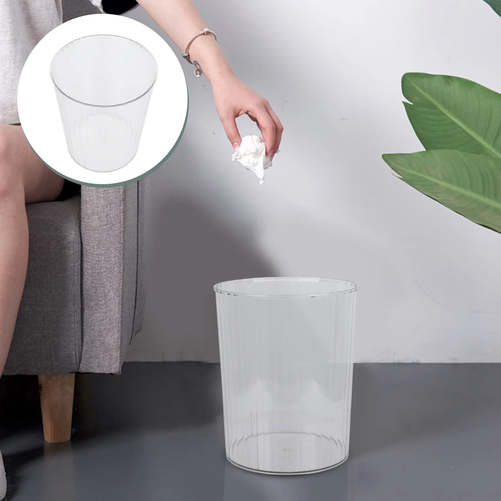 

Household Trash Can Office Waste Container Trash Holder Transparent Trash Can