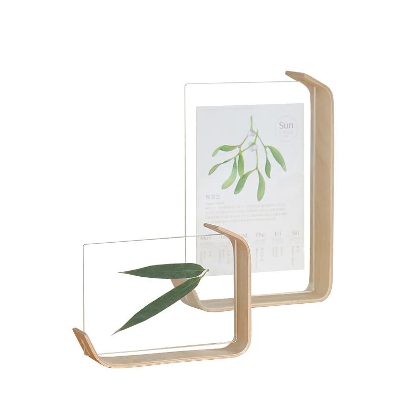 

Wood Color Acrylic Creative Photo Frame Table 6 Inch Solid Wood Desktop Decoration Dried Flower Plant Specimen Photo Frame