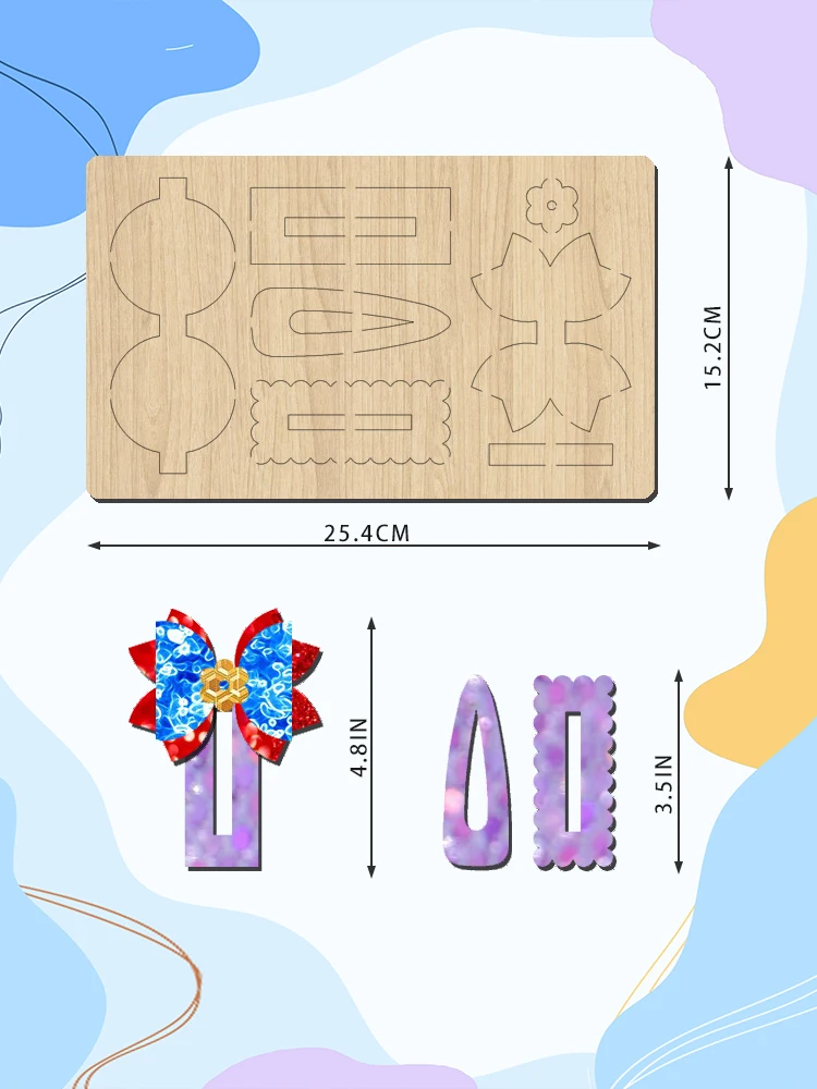3 5 дюймовая прямоугольная заколка для волос с бантом и деревянной резкой