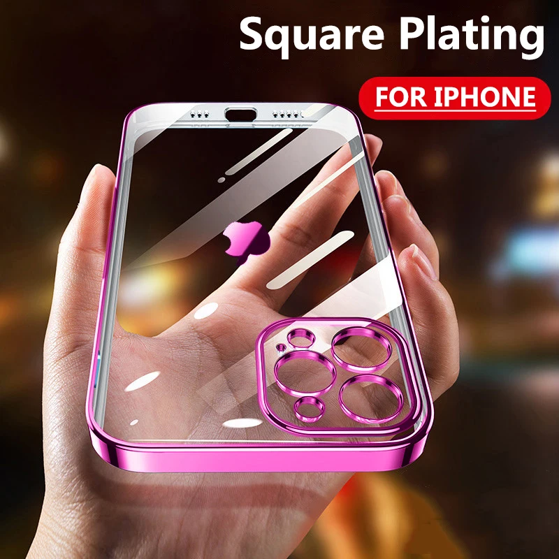 

Square Transparent TPU Case For iPhone 13 12 11 Pro Max Mini XS MAX XR X 7 8 PLUS SE 2020 Ultra Thin Shockproof Soft Cover