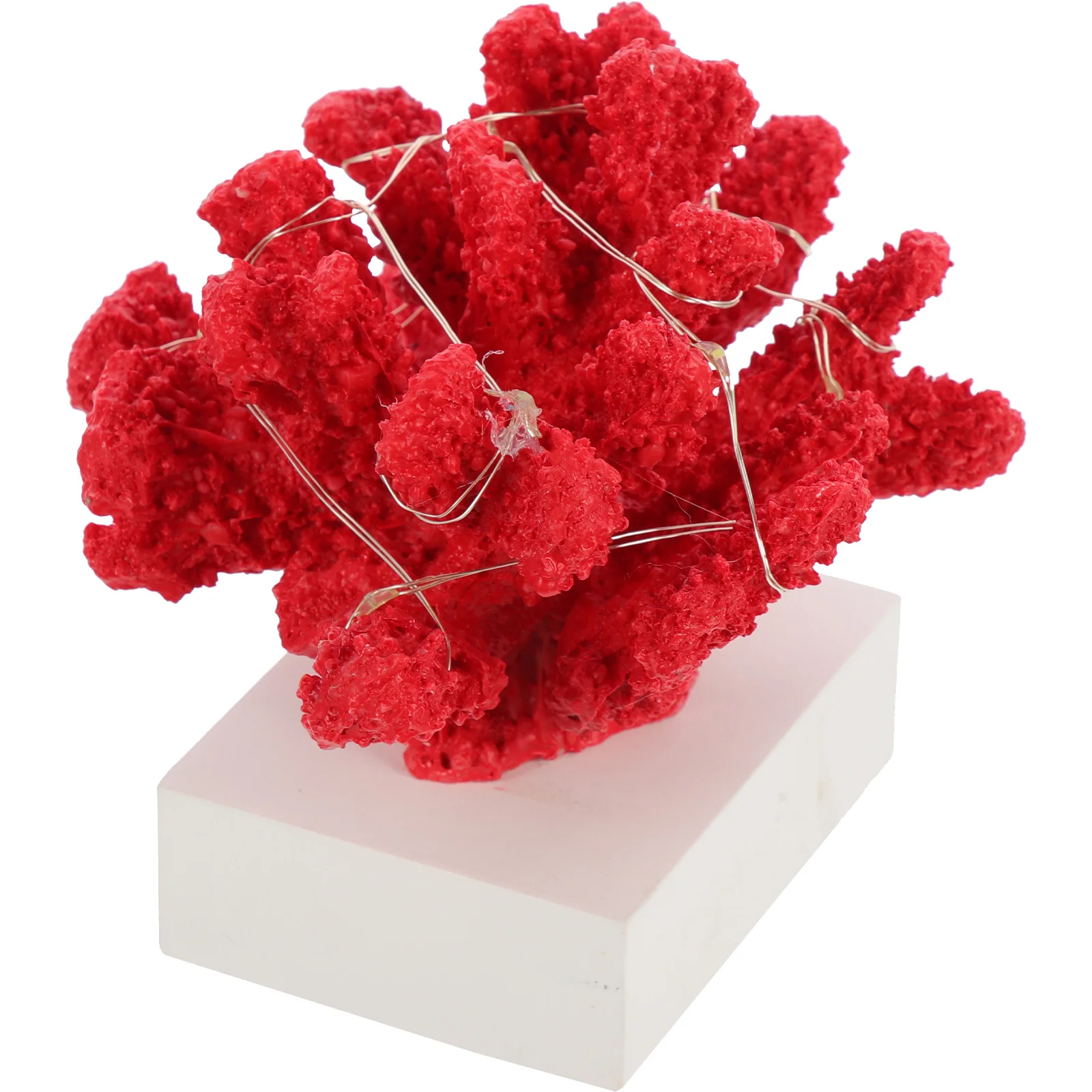 

Coral Decor Ornament Artificial Reef Statue Glowing Fake Figurine Resin Sculpture Night Desk Light Decoration Tabletop Blue Tank