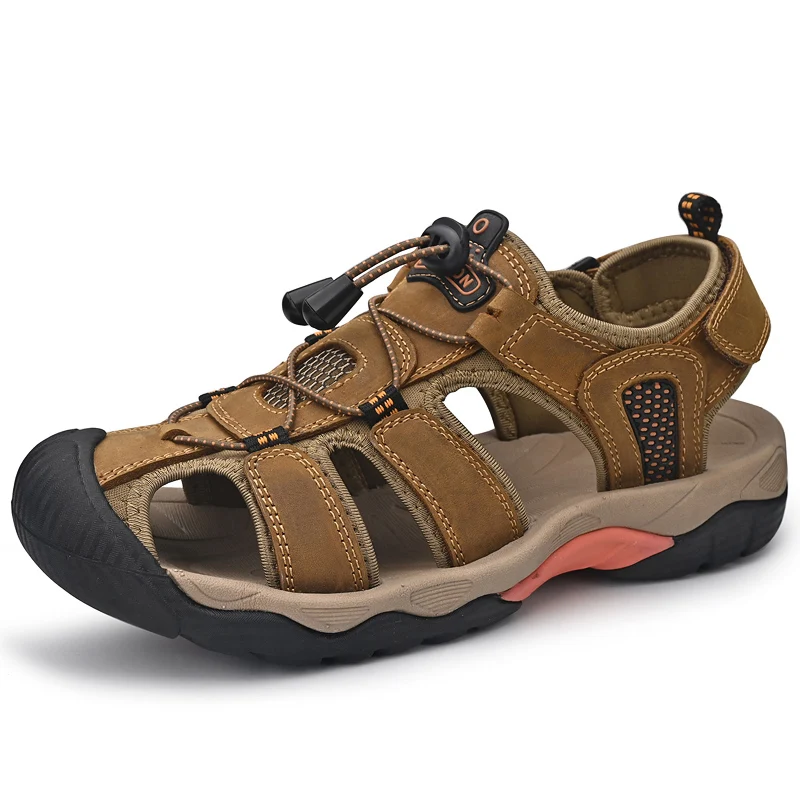 2023 Leather Men Shoes Summer New Large Size Men's Sandals Men Sandals Fashion Sandals Slippers Big Size 38-47