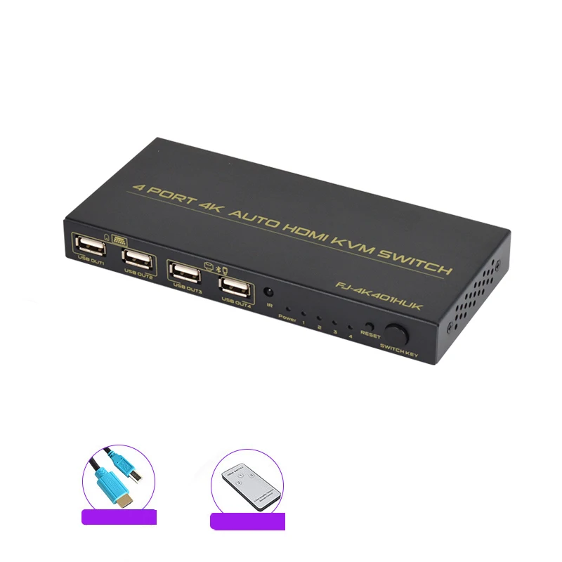 4 Ports USB HDMI KVM Switch Box For 4 PC Sharing Keyboard Mouse Printer Video Display 4 In 1 Out USB Switch Splitter