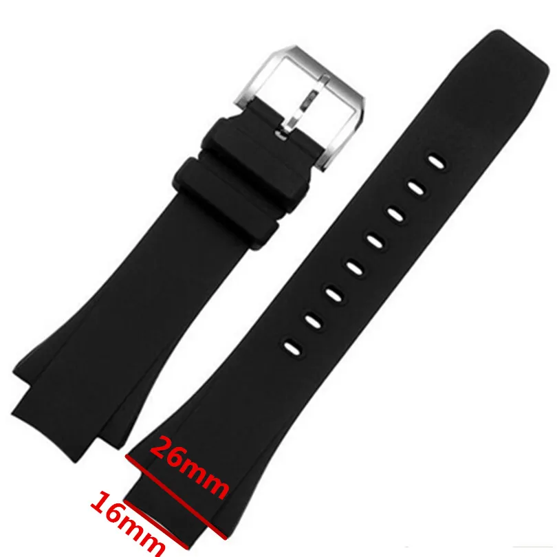 New Silicon Rubber Strap 26*16mm black port watchband  Watch Band for Ocean watches Replacement