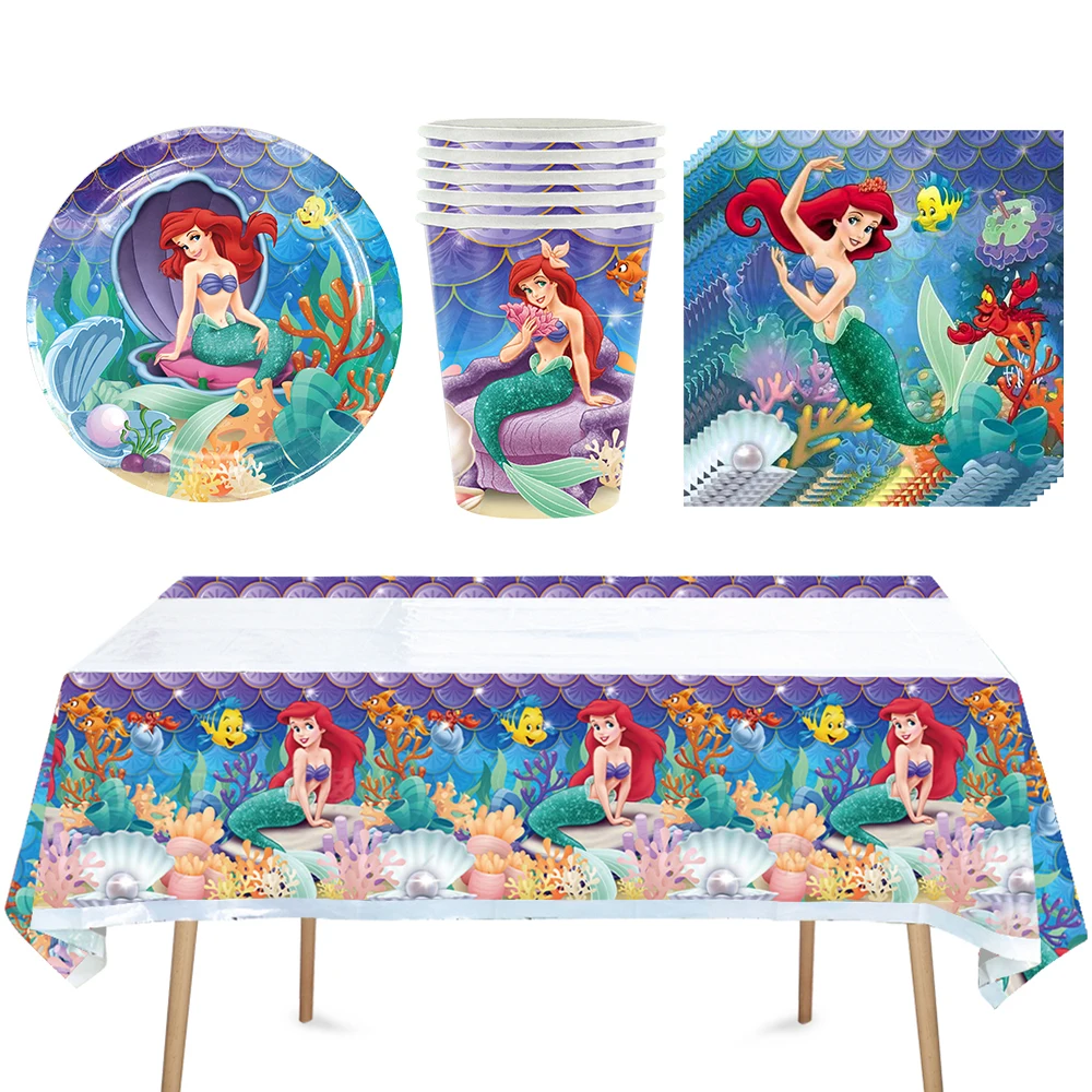 

The Little Mermaid Princess Ariel Birthday Party Decoration Disposable Tableware Plate Napkin Cup Tablecloth Balloon Baby Shower