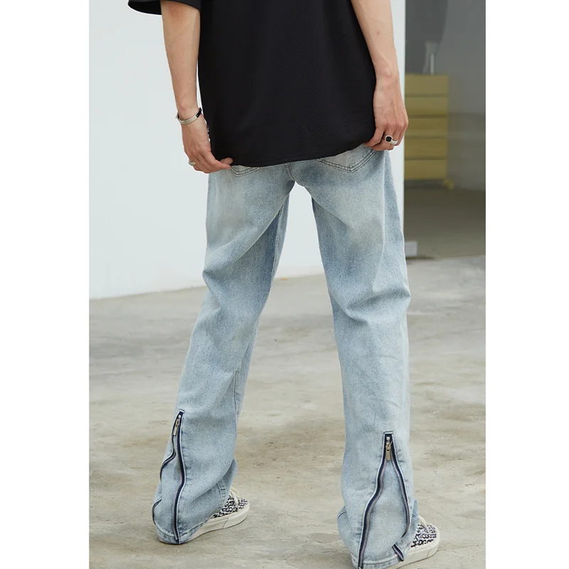 Streetwear Men 2022 Fashion New Pattern Recreational Black Pants Straight Cylinder Comfortable Loose Ripped Jeans Autumn Female