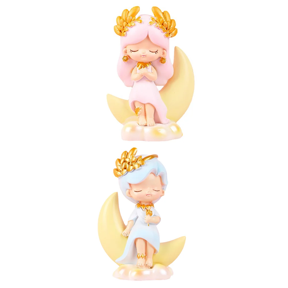 

2Pcs Bakery Shop Resin Lover Dolls Decors Lovely Resin Craft Ornaments