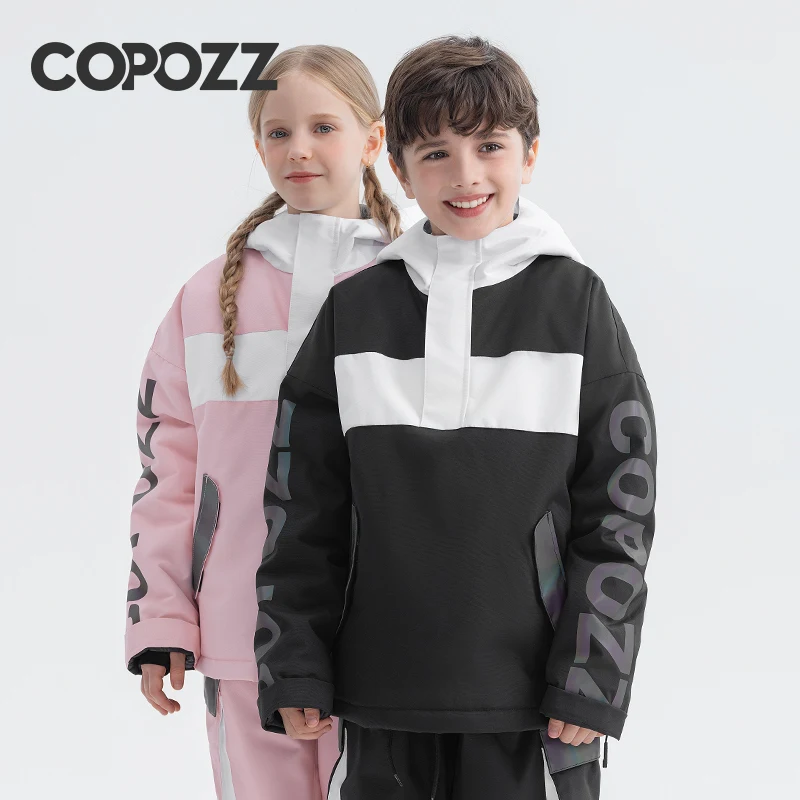 COPOZZ Children Snowwear Outdoor Waterproof and Windproof Warm Clothing Winter Hooded Snowboard Jacket Ski Pants Boys and Girls