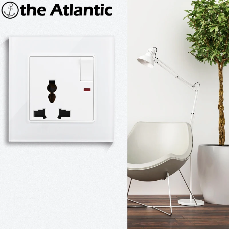 Белая стеклянная универсальная розетка 13 а с USB 2 3 Pin 5 отверстий настенная двумя