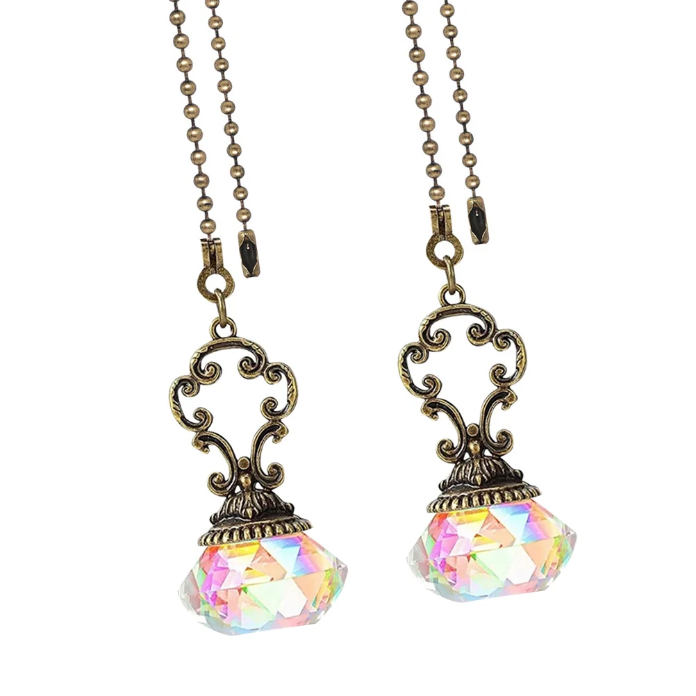 

2Pcs Ceiling Fan Light Chain Home Crystal Pendant Fashion Lamp Ornament