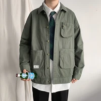 japanese fashion multi pocket tooling jacket mens spring and autumn ins tide brand loose all match cec jacket shirt jacket