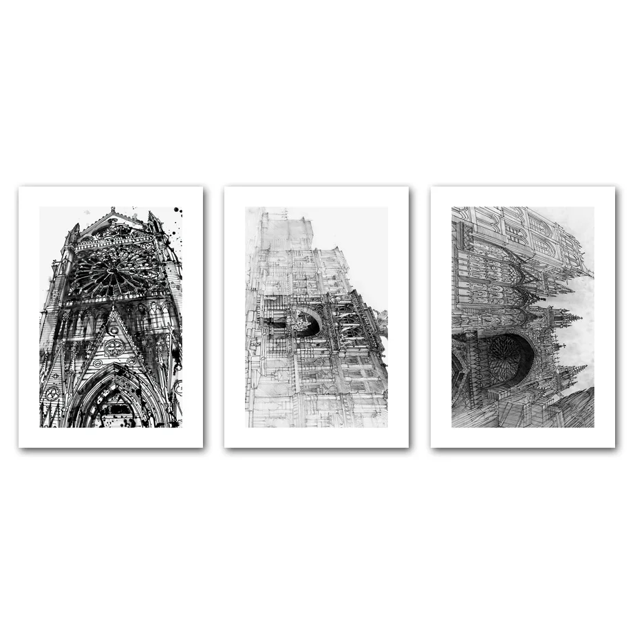 

Black And White Church Wall Art Canvas Painting Nordic Posters And Print Modern Gallery Wall Pictures For Living Room Home Decor