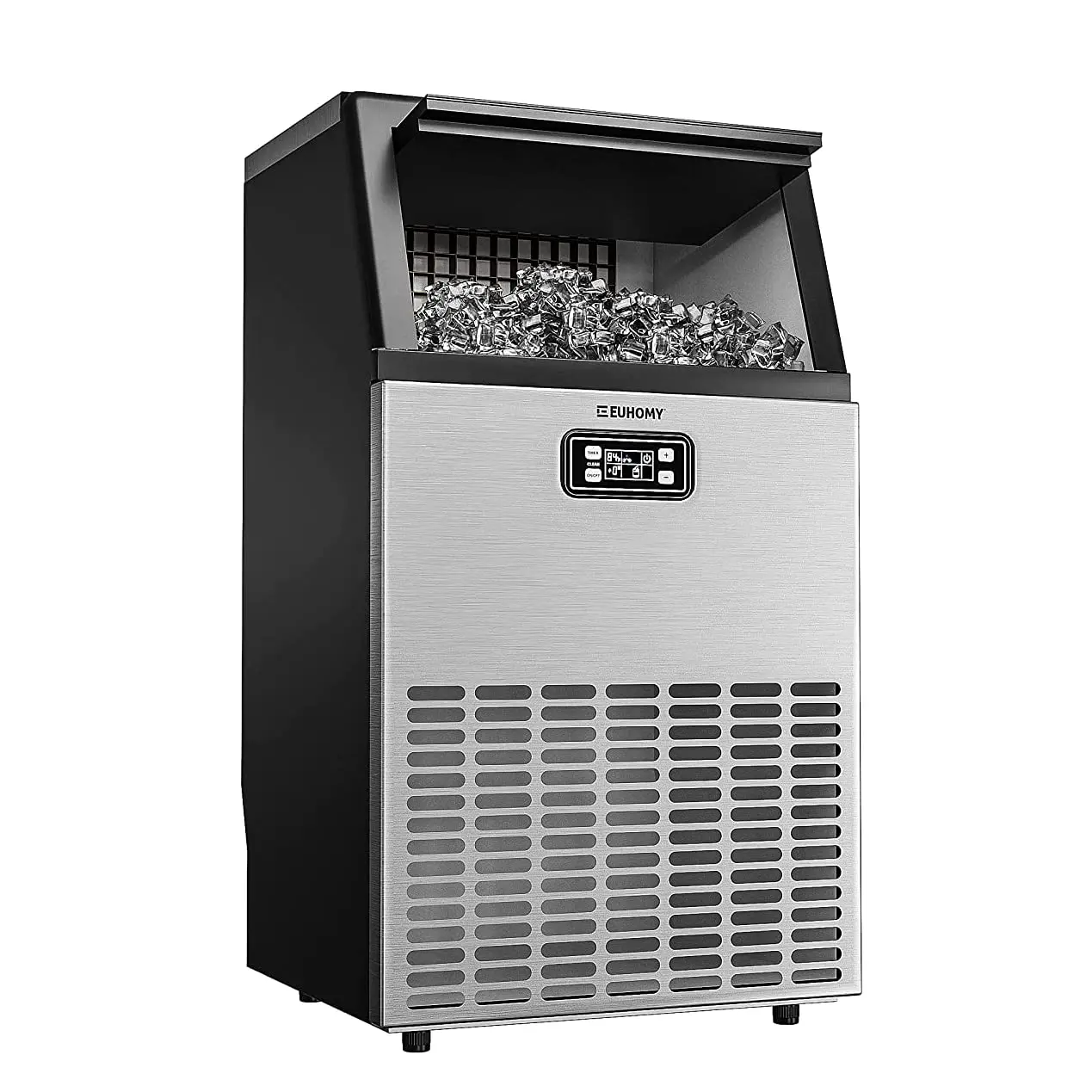 

EUHOMY Commercial Ice Maker Machine, 100lbs/24H Stainless Steel Under Counter ice Machine with 33lbs Ice Storage Capacity, Frees