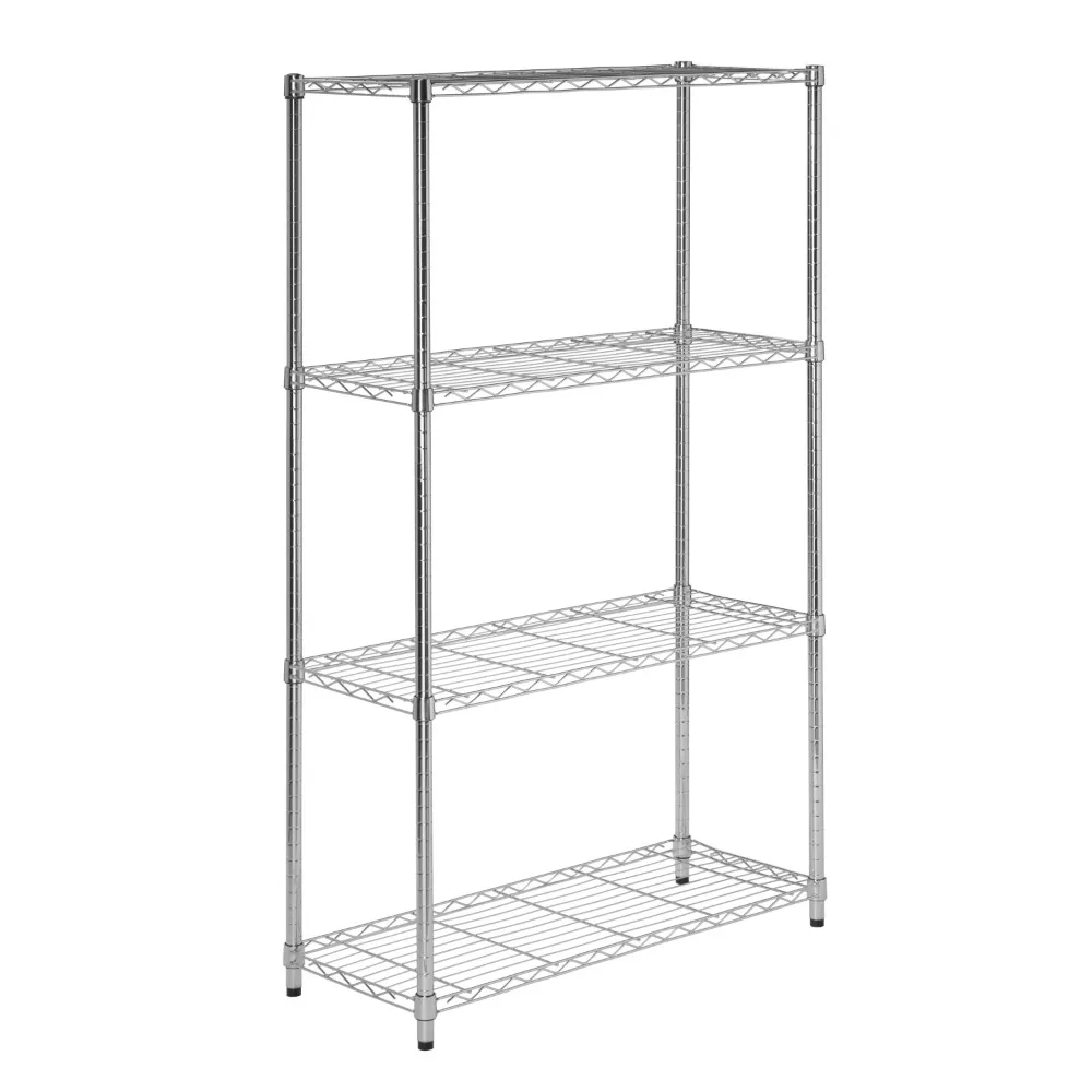 

4-Tier Heavy-Duty Adjustable Shelving Unit with 200-lb Shelf Capacity, Chrome Storage Organize