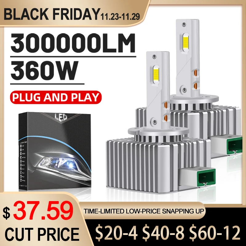 

Dualvision 300000LM D3S LED HID D1S D2S D3S D4S D8S D2H D1R D2R D3R D4R 360W Canbus 1:1 Size 6000K Car Light D1C D3C Plug&Play