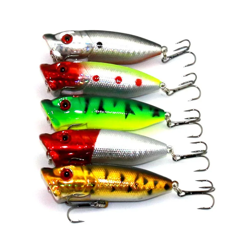 

5PCS 6.5cm 13g Topwater Floating Fishing Lure Hard Plastic Popper Lure Laser Artificial Bait 3d Fish Eye Fishing Tackle