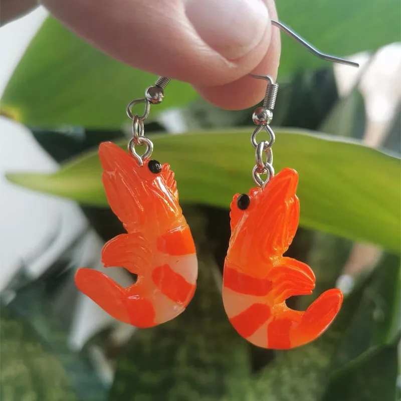 Серьги в виде креветки креветок морепродукты суши Очаровательное украшение