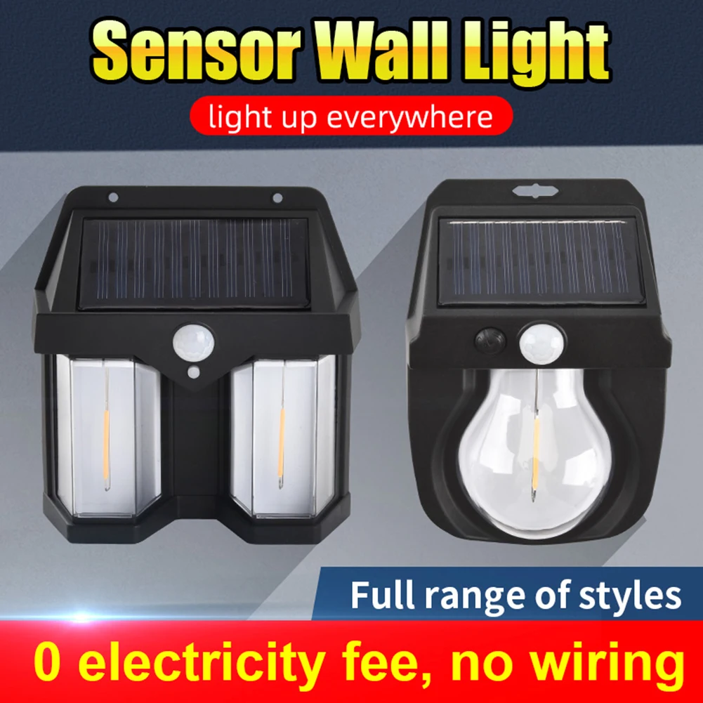 

IP65 Waterproof Solar Tungsten Wall Light with 3 Modes Solar Wall Sconce Motion Sensor Light Wall Mount Patio Fence Decorative