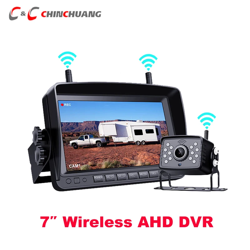 

Wireless 7“ Car IPS Screen Monitor DVR Recorder with AHD Truck Bus Vehicle Reverse Rear View Backup Camera IR Night Vision