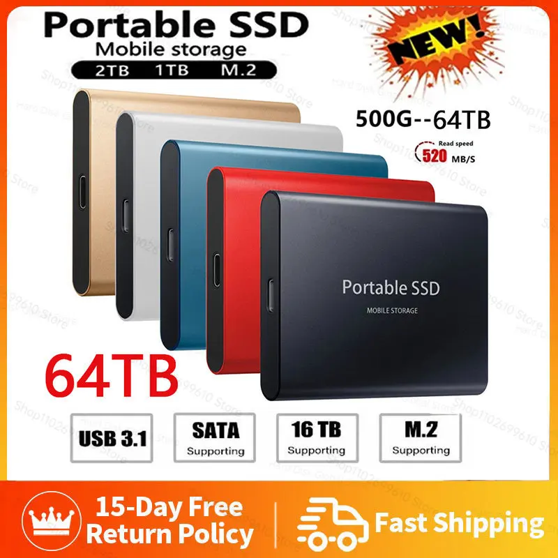

Original SSD 128TB 1TB External Solid State 2TB 4TB 8TB M.2 SSD 1TB Type-C USB3.1 Mobile Hard Drive For Laptops жесткий диск