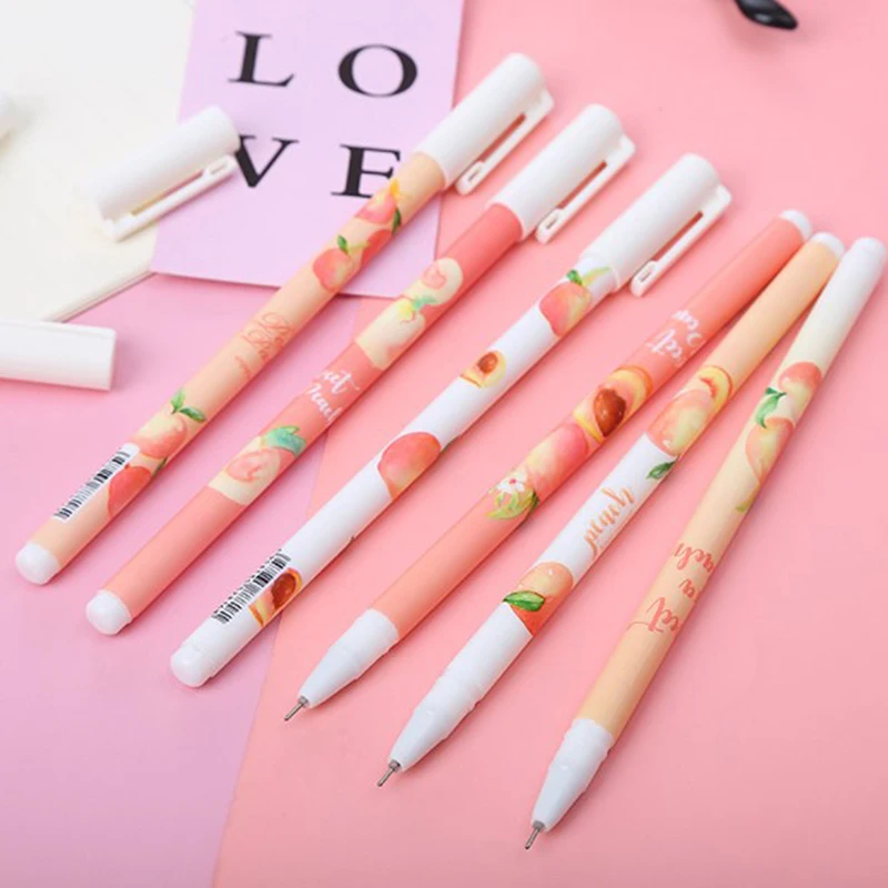 

1 шт. креативная Гелевая Ручка с персиковым узором, милая девушка, сердце, персиковая Ручка, Студенческая Ручка, школа, офис, канцелярские при...
