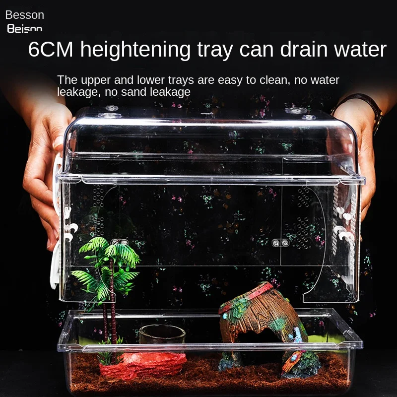 

Коробка гусеничная акриловая 1 шт., коробка для кормления рептилий, пауков, муравьев, ящериц, рогатых лягушек, черепашек, геккона, аспид