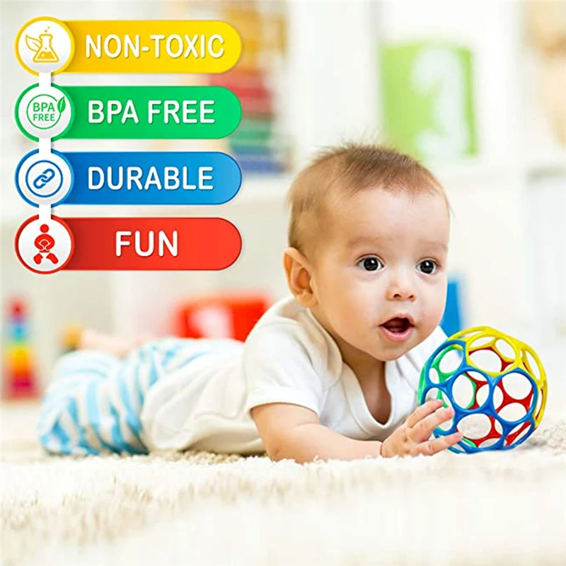 

Aobo Ball With Bell Baby Bites Hand Colorful Catch The Plastic Hole Ball Removable Rattle Creative Infant Interactive Game Toy