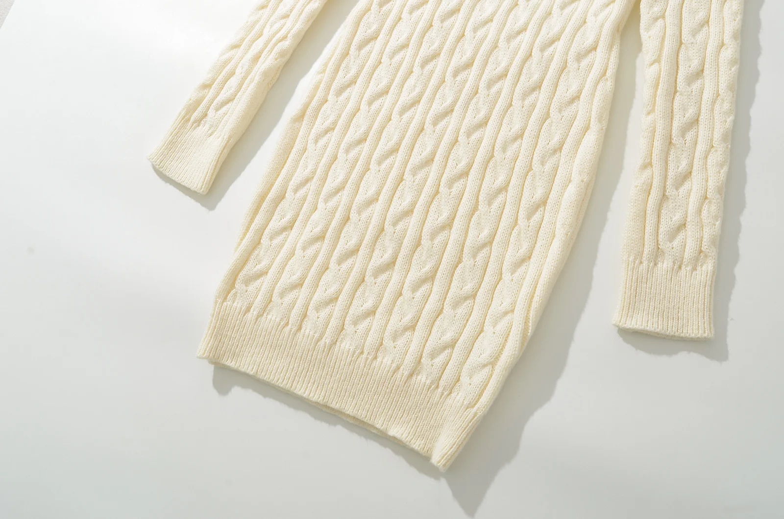 Увядие французское модное женское элегантное базовое трикотажное платье зимнее