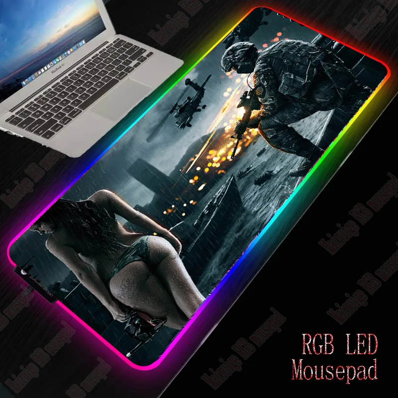 

MRGBEST Battlefield Girl Gaming RGB Mouse Pad Gamer PC Computer Mousepad Backlit Large XXL Mousepad Desk Keyboard LED Mice Mat