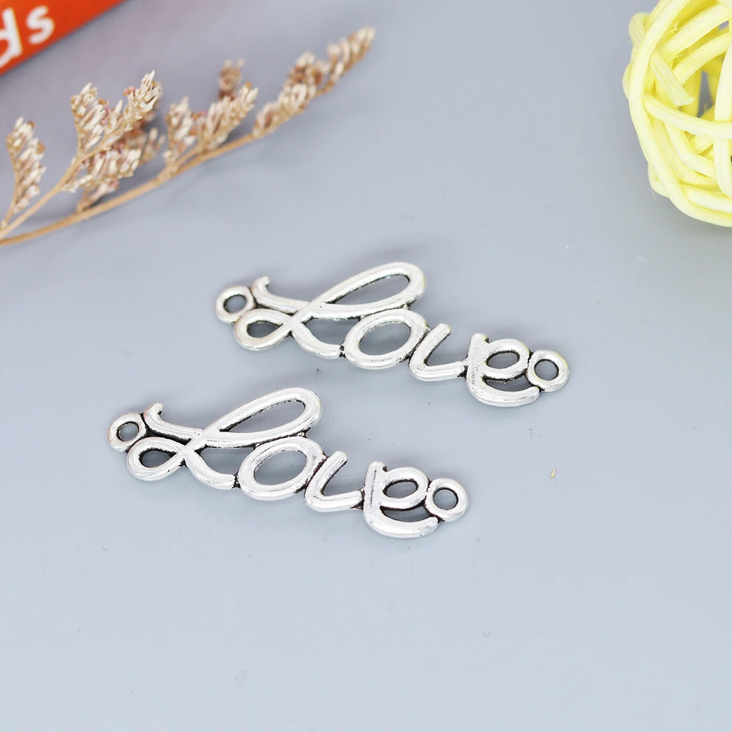 

10PCS Love Connector Charms Antique Sliver Plated Antique Bronze Color Charm Pendant For Bracelet Jewelry Findings