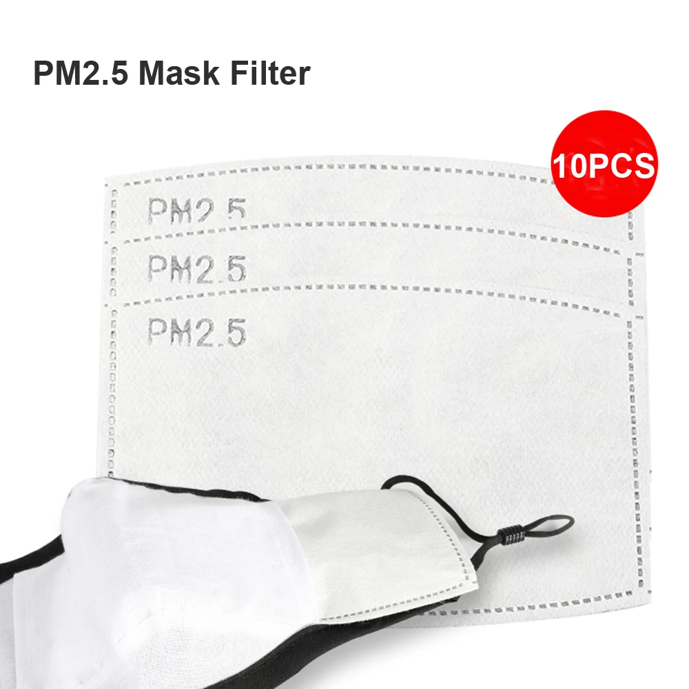 

10Pcs 5 Layers PM2.5 Activated Carbon Mask Filter For Adult Kids Cotton Mouth Face Masks Anti Dust Breathing Disposable