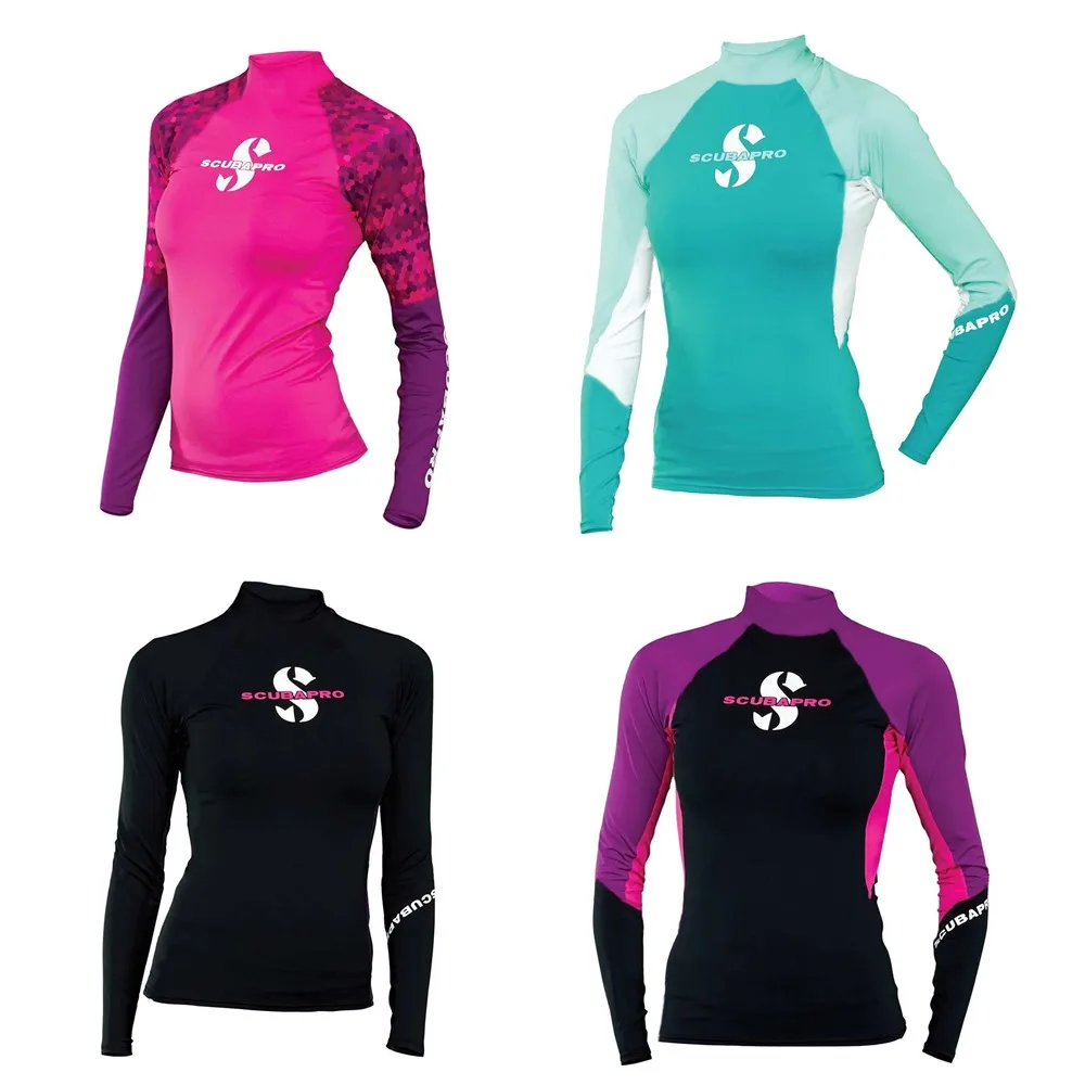 

2022 Women Printed Rash Guard Long Sleeve UV Sun Protection Surf T Shirts Skin Dive Top Beach Swimwear Surfing Clothes Floatsuit