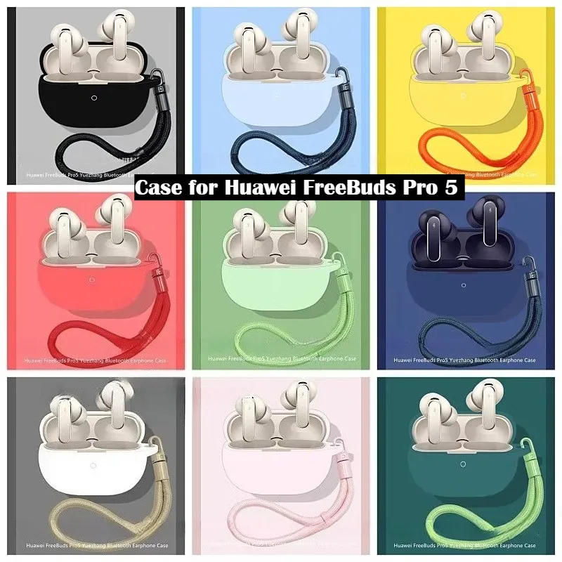 Фото Совместим с Bluetooth-наушниками Huawei FreeBuds Pro 5, силиконовый защитный чехол, милый нейлоновый ремешок, защитный мягкий чехол №1