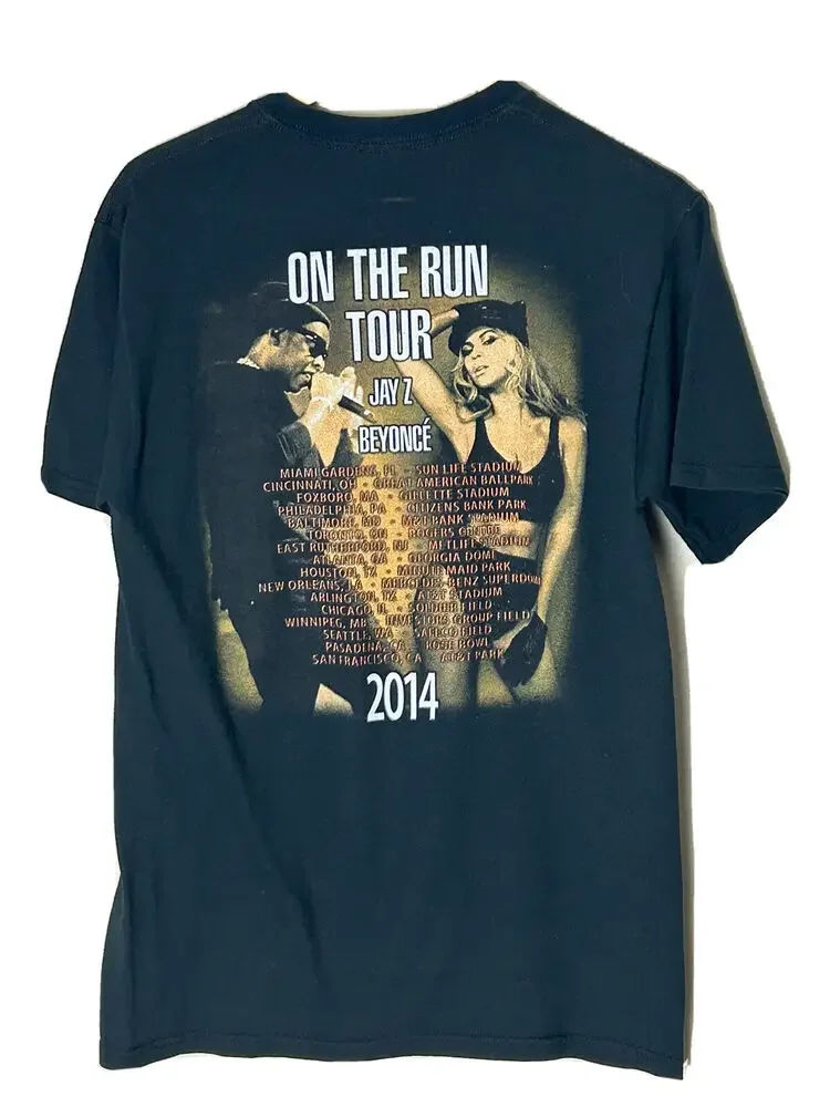 Рубашка Jay Z для бега Beyonce 2014 с коротким рукавом и круглым вырезом черная м