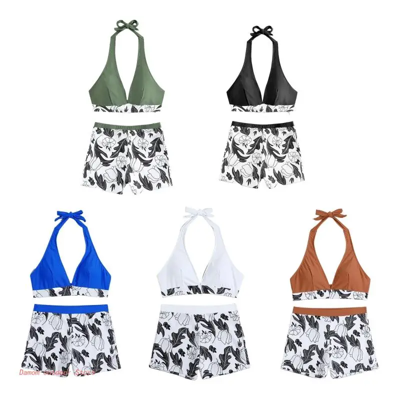 

Women's Floral Print Swimsuit Two Pieces Swimsuit Sexy High Waist Bathing Suits