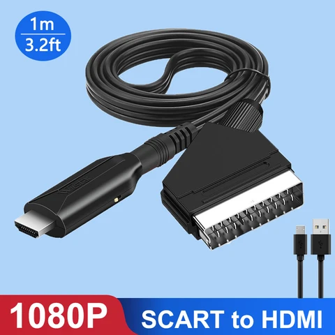 Переходник Scart на HDMI для видео и аудио, адаптер 1080P для HD TV Sky Box STB Plug HD TV DVD