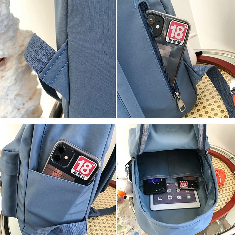 Рюкзак для средней школы девочек-подростков милые черные нейлоновые сумки с