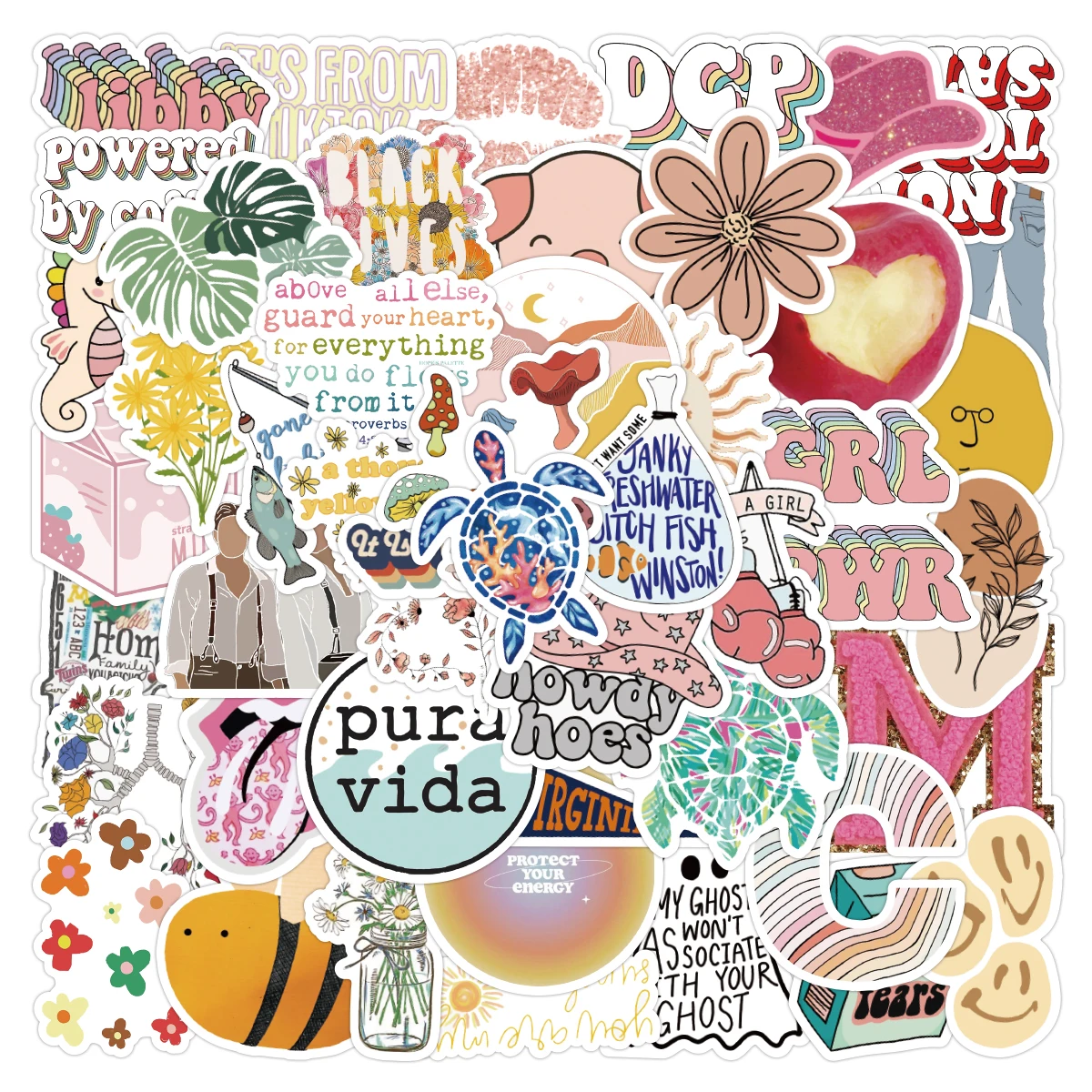

50PCS VSCO Colorful Graffiti Cartoon Sticker Toy for Girl Luggage Notebook Skateboard Stationery Laptop Waterproof Vinyl Sticker
