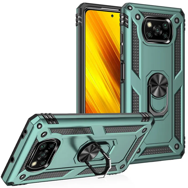 

Poco X3 NFC X4 Shockproof Case for Xiaomi Poco X3 GT Finger Ring 360 Protect Back Funda Poco X3 F2 F3 M 3 M4 Pro X4NFC Cover