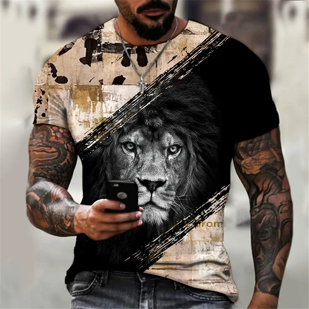 

CLOOCL Fashion Men T-shirts 3D Graphic Animals Lion Printed Tees Short Sleeve Tops Casual Sportswear Harajuku Men Clothing