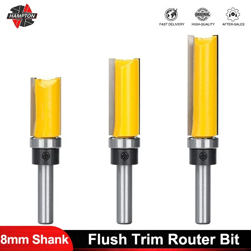 

8mm Shank Flush Trim Router Bit Pattern Bit Template Wood Milling Cutter Straight Mill with Bearing Carpenter Tool