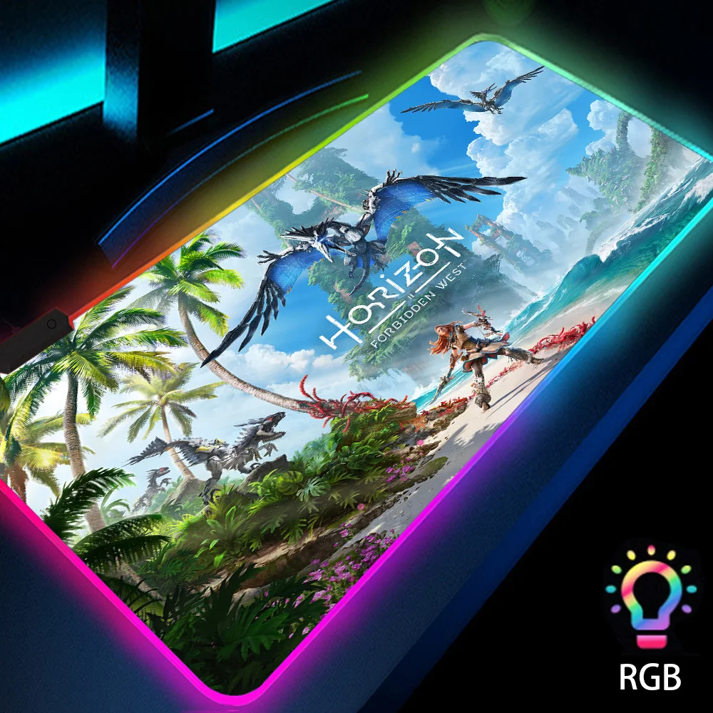 

Horizon Zero Dawn Forbidden West Led Rgb Big Gamer Mouse Pad with Backlight Gaming Accessories Pc Rubber Mousepad 900x400 Xxl