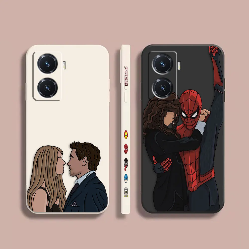 

Case For VIVO Y55S Y31 Y55 Y35 Y51S Y73S 5G Y83 Y93 Z3 Z5X Z6 Colour Simple Liquid Silicone Case Cartoon Spider-Man
