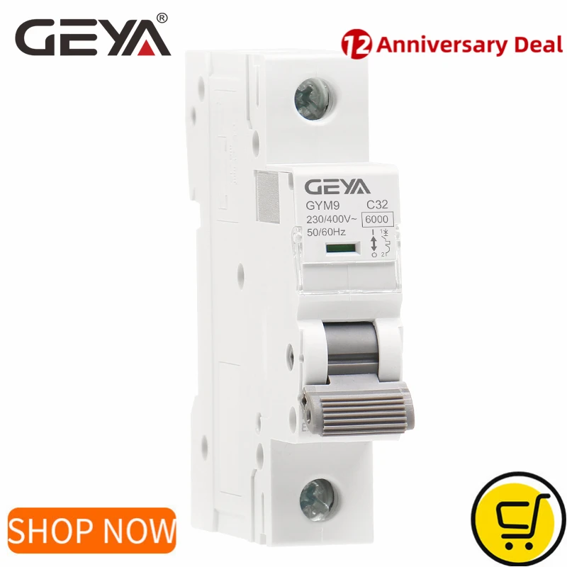 

GEYA GYM9 1P MCB 6A-63A Din Rail 220V 400V Circuit Breaker AC Type 6KA Breaking Capacity C Curve