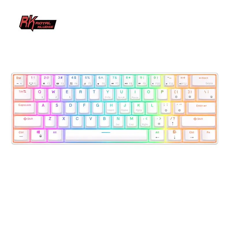 

Беспроводная механическая клавиатура RK ROYAL KLUDGE RK61 с Bluetooth, 61 клавиша, 60% ультракомпактная Двухрежимная игровая клавиатура RGB с подсветкой