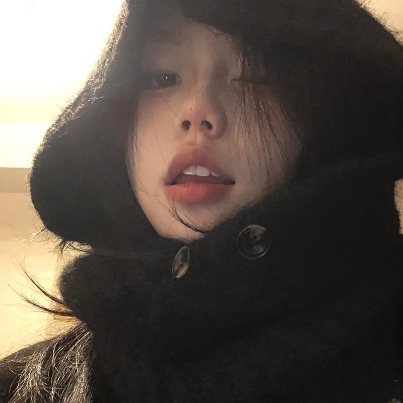 Балаклава с двумя пуговицами Южная Корея западный стиль осенне-зимняя вязаная