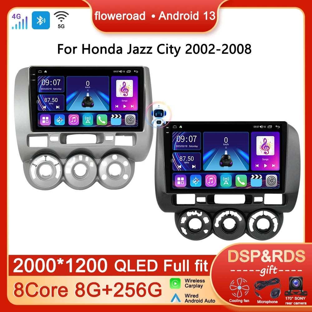 

Автомагнитола на Android, мультимедийный плеер для Honda Jazz city 2002-2008 с GPS-навигацией, Apple, беспроводной, Carplay, BT, DSP, No 2 Din, DVD