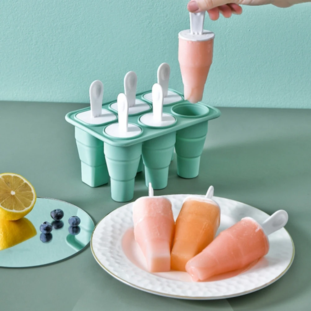 

Collapsible 6 Homemade Ice Pop Makers Silicone Ice Pop Molds Reusable Ice Cream Mold DIY Popsicles Tray Holder Homemade