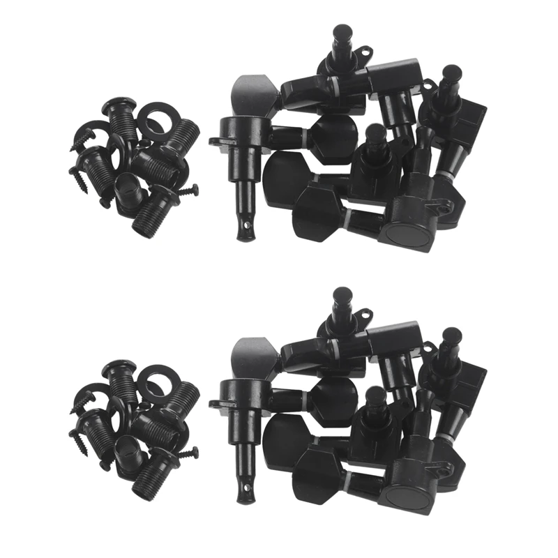 

2Set Guitar Sealed Small Peg Tuning Pegs Tuners Machine Heads For Acoustic Electric Guitar Guitar Parts( Black 6R6L)